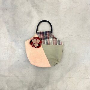 Chic Patchwork Tote with Floral Accent